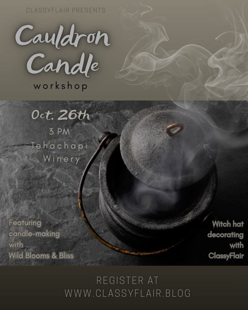 Cauldron Candle workshop October 26 2025 Tehachapi Winery