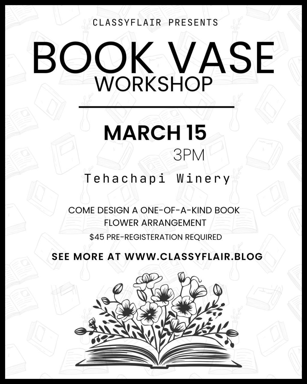 Book Vase DIY workshop –&nbsp;3/15/26